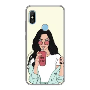 Силиконовый Чехол на Xiaomi Redmi 6 pro с картинкой Стильных Девушек (С напитком)