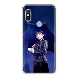 Чехлы с принтом Уэнсдей на Xiaomi Redmi 6 pro (Уэнсдей с зонтом)