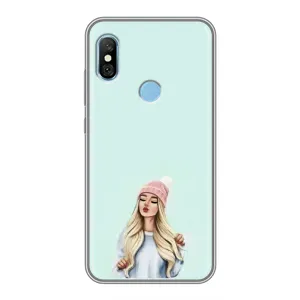 Силиконовый Чехол на Xiaomi Redmi 6 pro с картинкой Стильных Девушек (В шапке)