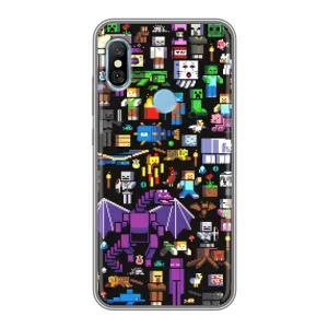 Чехол майнкрафт для Xiaomi Redmi 6 pro (Все персонажи)
