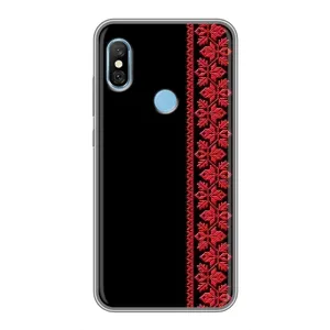 Силиконовый Чехол на Xiaomi Redmi 6 pro с картинкой Вышиванки (Вышиванка на черном)