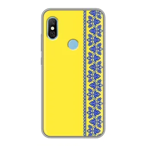 Силиконовый Чехол на Xiaomi Redmi 6 pro (Вышиванка на желтом)