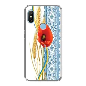 Силиконовый Чехол на Xiaomi Redmi 6 pro с картинкой Вышиванки (Вышиванка с цветком)