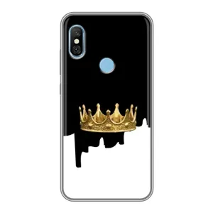 Чехол (Корона на чёрном фоне) для Редми 6 Про (Золотая корона)
