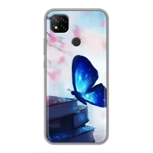 Силиконовый бампер с картинкой животных для Xiaomi Redmi 9c (Бабочка синяя)
