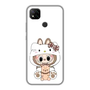 Чохол з принтом Лабубу для Xiaomi Redmi 9c (Білий Лабубу)
