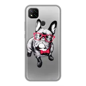 Чехол (ТПУ) Милые собачки для Xiaomi Redmi 9c (Бульдог в очках)