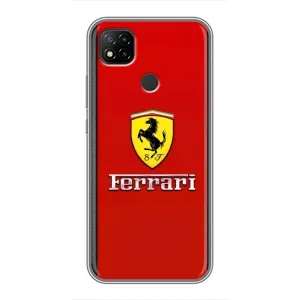 Силиконовый бампер с картинкой машины на Xiaomi Redmi 9c (Ferrari Logo)