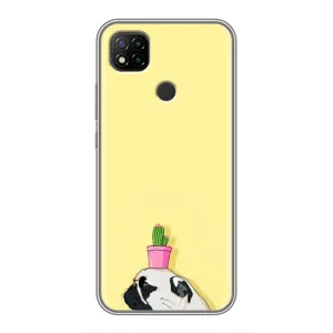 Бампер для Xiaomi Redmi 9c с картинкой "Песики" (Кактус на голове)