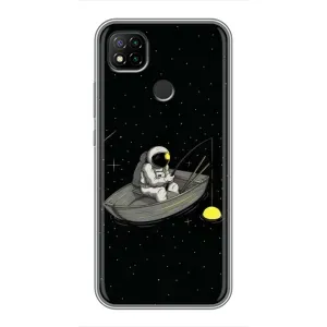 Силиконовый Чехол с принтом "Космонавты" на Xiaomi Redmi 9c (Космонавт на рыбалке)