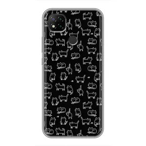 Чехол на тематику: Коты для Xiaomi Redmi 9c (Котики на черном)