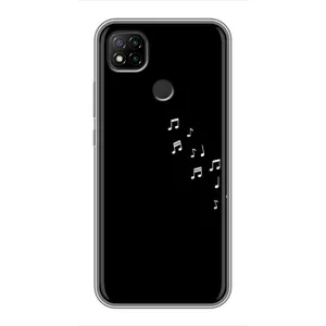 Чехол с картинками на черном фоне для Xiaomi Redmi 9c (Ноты)