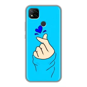 Чехлы (Знак сердечка) на Xiaomi Redmi 9c (Сердце на синем)