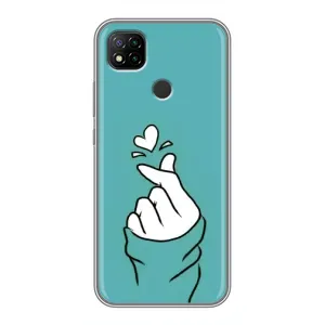 Чехлы (Знак сердечка) на Xiaomi Redmi 9c (Сердечко на бирюзовом)