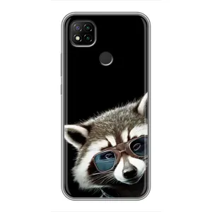 Силиконовый Чехол с Енотами на Xiaomi Redmi 9c (Стильный Енот)