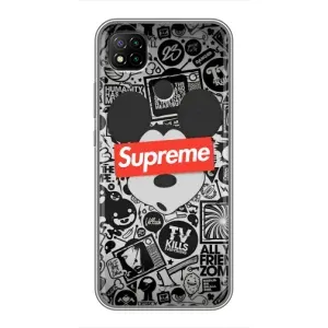 Чохол з Брендами одягу на Редмі 9с (Supreme Маус)