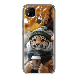 Печатный чехол «Зверята с кофе» для Xiaomi Redmi 9c (Тигр с кофе)
