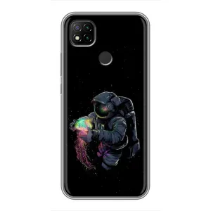 Силиконовый Чехол с принтом "Космонавты" на Xiaomi Redmi 9c (В руках земля)