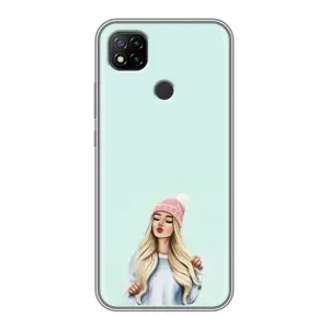 Силиконовый Чехол на Xiaomi Redmi 9c с картинкой Стильных Девушек (В шапке)