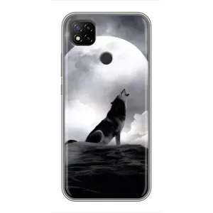 Чехол с Волком на Xiaomi Redmi 9c (Волк и луна)