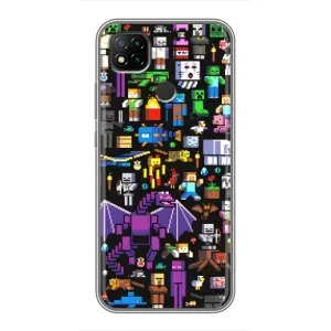 Чехол майнкрафт для Xiaomi Redmi 9c (Все персонажи)