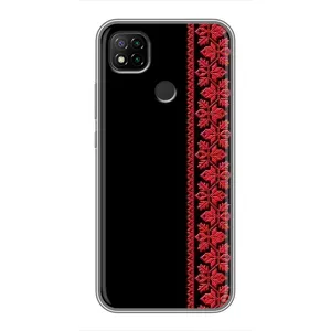 Силиконовый Чехол на Xiaomi Redmi 9c с картинкой Вышиванки (Вышиванка на черном)