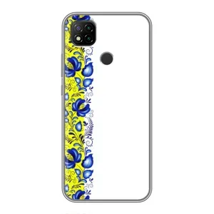Силиконовый Чехол на Xiaomi Redmi 9c с картинкой Вышиванки (Желто-синяя вышиванка)