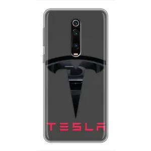 Силиконовый бампер с картинкой машины на Xiaomi Redmi K20 (Logo TESLA)