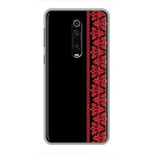 Силиконовый Чехол на Xiaomi Redmi K20 с картинкой Вышиванки (Вышиванка на черном)