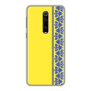 Силиконовый Чехол на Xiaomi Redmi K20 (Вышиванка на желтом)