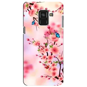 Чехол с принтом САКУРЫ на Samsung A8 Plus, A730F (Бабочки на сакуре)