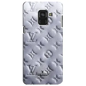 Текстурный Чехол Louis Vuitton для Самсунг А8 Плюс 2018 (Белый ЛВ)