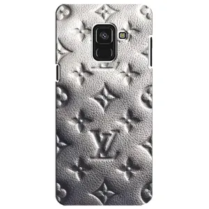 Текстурный Чехол Louis Vuitton для Самсунг А8 Плюс 2018 (Бежевый ЛВ)