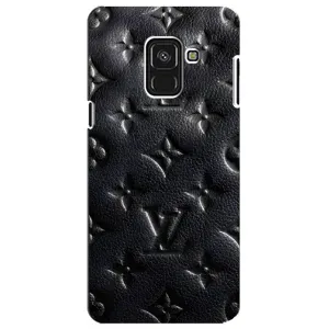 Текстурный Чехол Louis Vuitton для Самсунг А8 Плюс 2018 (Черный ЛВ)