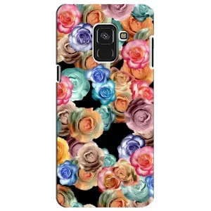 Чехлы с тематикой "ЦВЕТЫ" на Samsung A8 Plus, A730F (Цветы на черном)