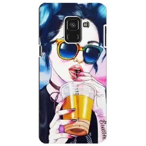 Чехол с картинкой Модные Девчонки Samsung A8 Plus, A730F (Девушка с коктейлем)