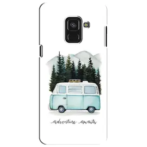 Силиконовый бампер с картинкой машины на Samsung A8 Plus, A730F (Домик на колесах)