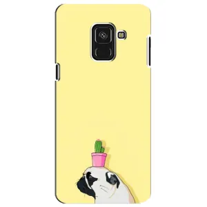 Бампер для Samsung A8 Plus, A730F с картинкой "Песики" (Кактус на голове)