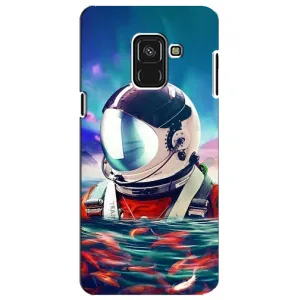 Силіконовый Чохол з принтом "Космонавти" на Samsung A8 Plus, A730F (Космонавт у воді)