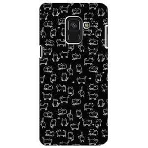 Чехол на тематику: Коты для Samsung Galaxy A8 Plus 2018 (A730F) (Котики на черном)
