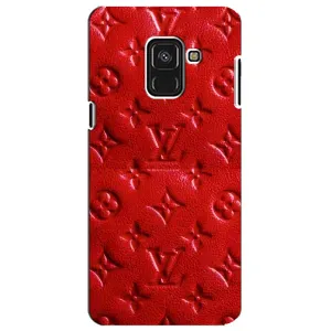 Текстурный Чехол Louis Vuitton для Самсунг А8 Плюс 2018 (Красный ЛВ)