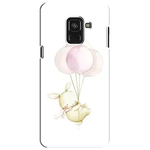 Силиконовый бампер с картинкой животных для Samsung A8 Plus, A730F (Кролик и шарики)
