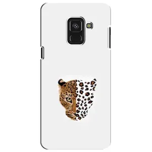 Чехол с леопардовым принтом на Samsung A8 Plus, A730F (Леопард на белом)