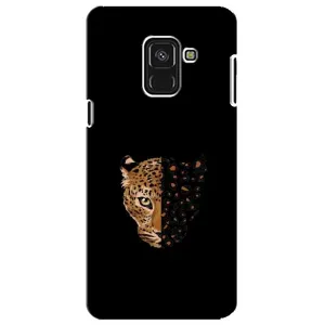 Чехол с леопардовым принтом на Samsung A8 Plus, A730F (Леопард на черном)
