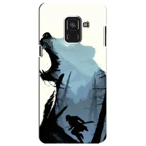 Силиконовый бампер с картинкой животных для Samsung A8 Plus, A730F (Медведь и лес)