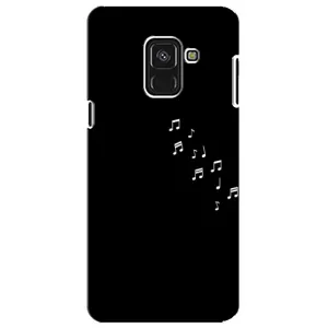 Чехол с картинками на черном фоне для Samsung A8 Plus, A730F (Ноты)