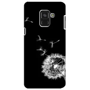 Силиконовый Чехол с одуванчиками на Samsung A8 Plus, A730F (Одуванчик на чёрном)