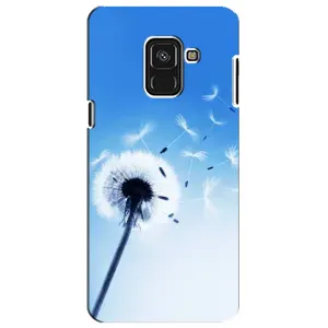 Силиконовый Чехол с одуванчиками на Samsung A8 Plus, A730F (Одуванчик на голубом)