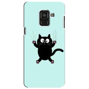 Силиконовый чехол с котиком для Samsung A8 Plus, A730F (Падающий кот)