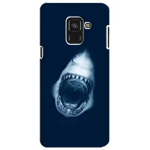Силиконовый бампер с картинкой животных для Samsung A8 Plus, A730F (Пасть Акулы)